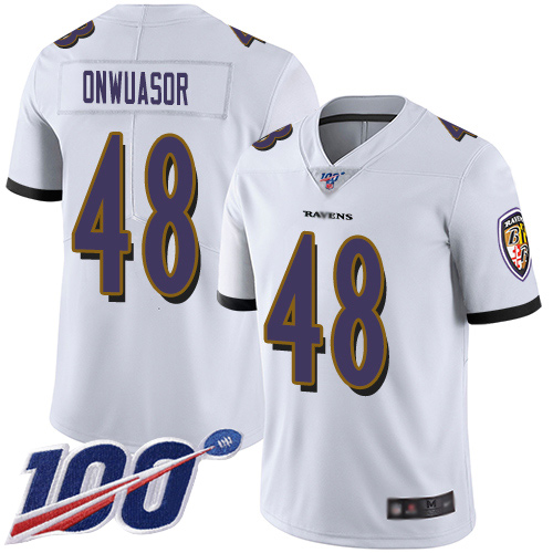 Baltimore Ravens Limited White Men Patrick Onwuasor Road Jersey NFL Football 48 100th Season Vapor Untouchable